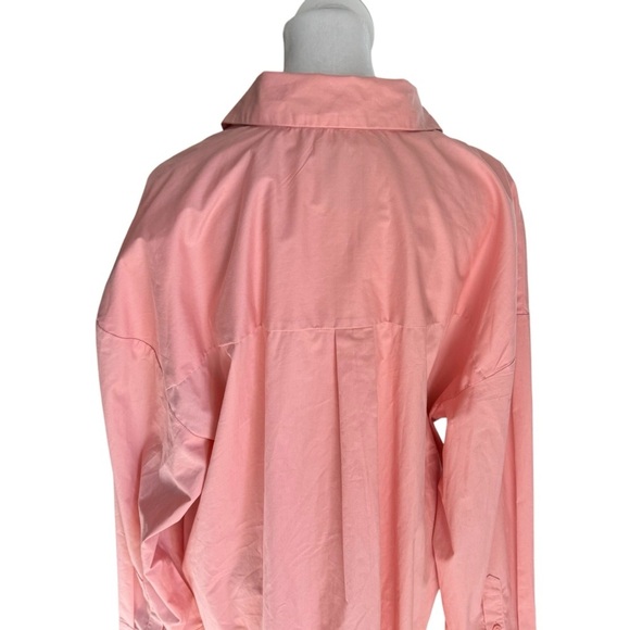 Abercrombie- NWT Oversized Boyfriend Poplin Pink Button-Up Shirt Blouse Sz L - Picture 4 of 7